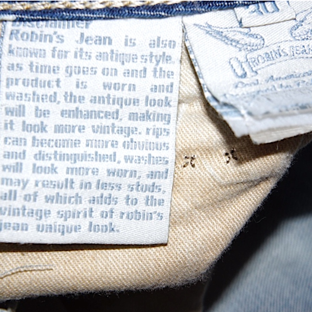 Real 100% Authentic ROBIN’S JEAN Men 30 or 33 - Picture 7 of 8